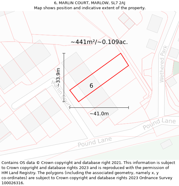 6, MARLIN COURT, MARLOW, SL7 2AJ: Plot and title map