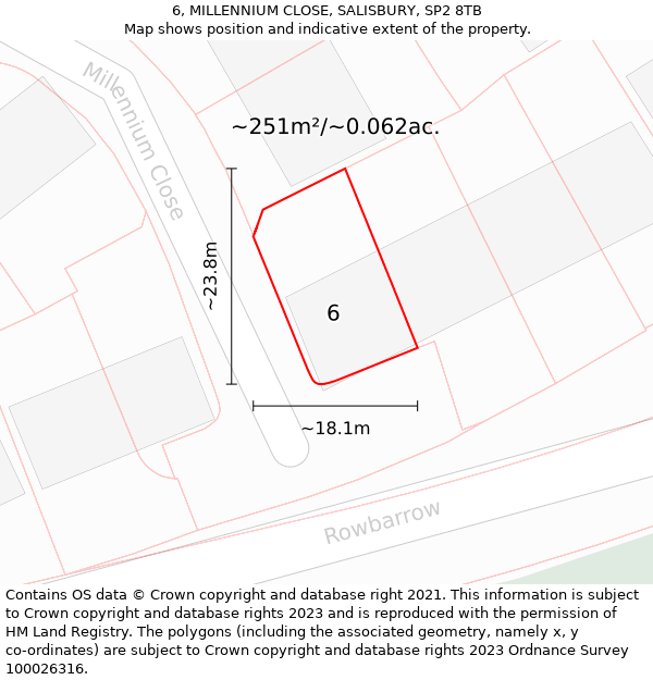 6, MILLENNIUM CLOSE, SALISBURY, SP2 8TB: Plot and title map