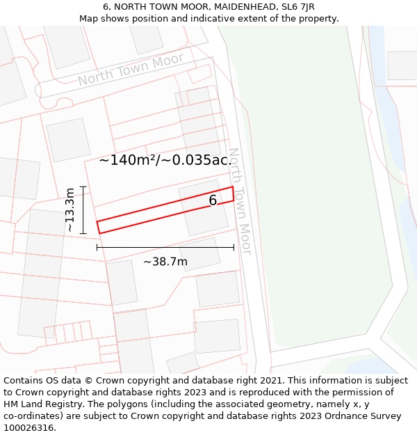 6, NORTH TOWN MOOR, MAIDENHEAD, SL6 7JR: Plot and title map