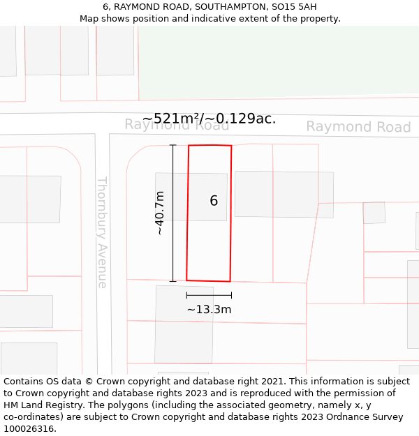 6, RAYMOND ROAD, SOUTHAMPTON, SO15 5AH: Plot and title map