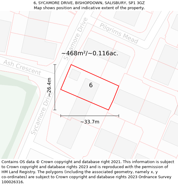 6, SYCAMORE DRIVE, BISHOPDOWN, SALISBURY, SP1 3GZ: Plot and title map