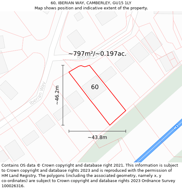 60, IBERIAN WAY, CAMBERLEY, GU15 1LY: Plot and title map