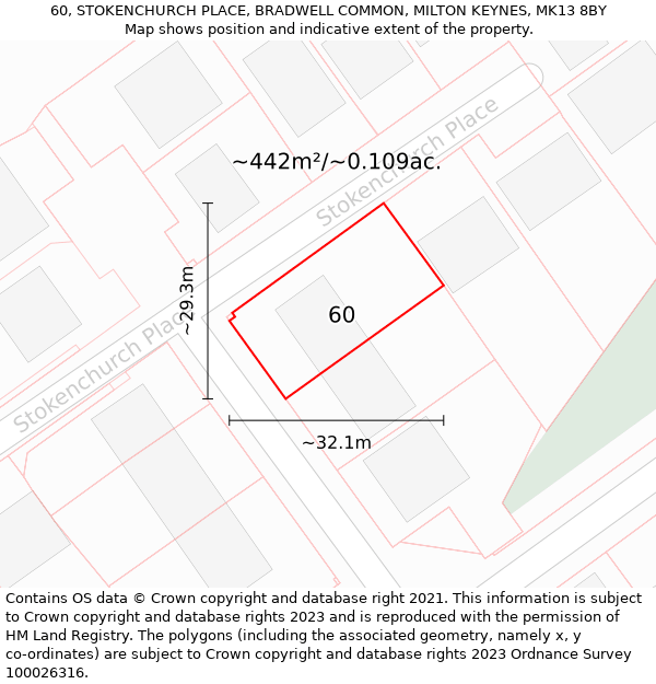 60, STOKENCHURCH PLACE, BRADWELL COMMON, MILTON KEYNES, MK13 8BY: Plot and title map