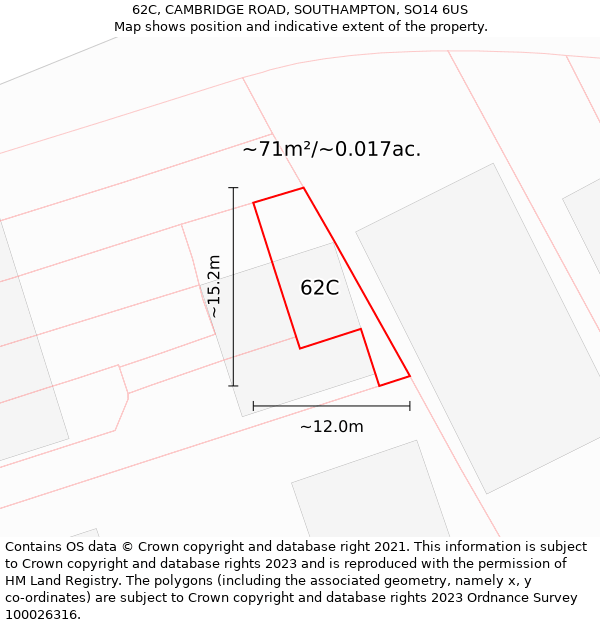 62C, CAMBRIDGE ROAD, SOUTHAMPTON, SO14 6US: Plot and title map