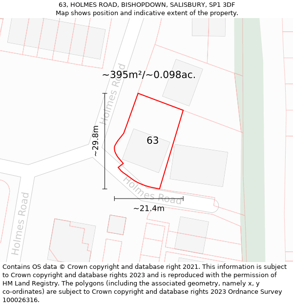 63, HOLMES ROAD, BISHOPDOWN, SALISBURY, SP1 3DF: Plot and title map