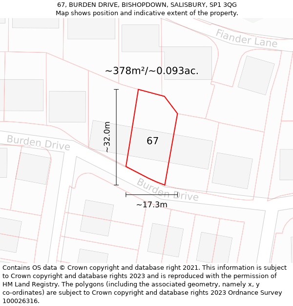 67, BURDEN DRIVE, BISHOPDOWN, SALISBURY, SP1 3QG: Plot and title map