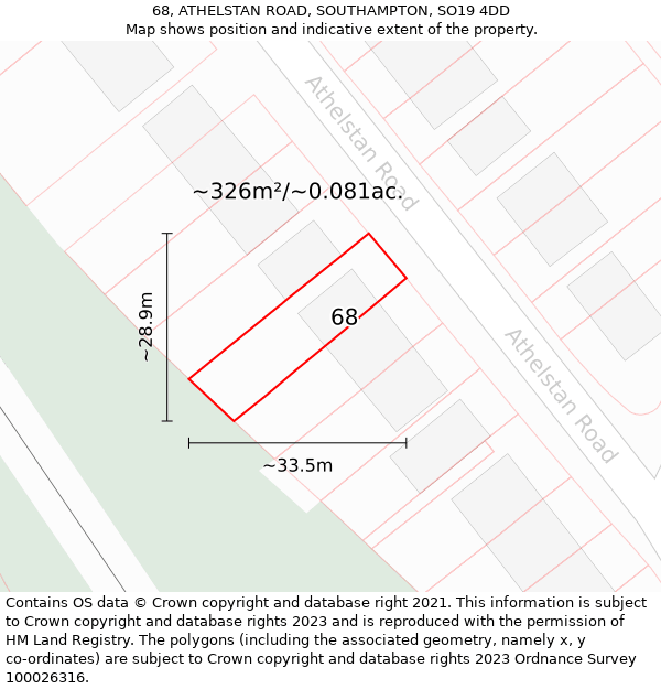 68, ATHELSTAN ROAD, SOUTHAMPTON, SO19 4DD: Plot and title map