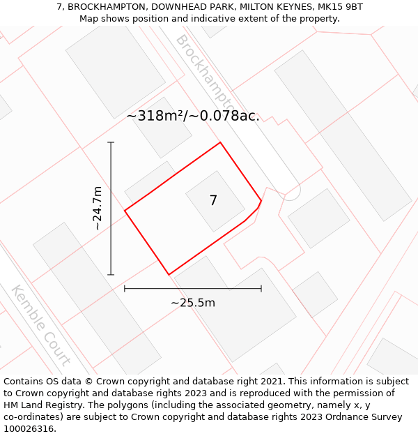 7, BROCKHAMPTON, DOWNHEAD PARK, MILTON KEYNES, MK15 9BT: Plot and title map