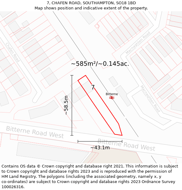 7, CHAFEN ROAD, SOUTHAMPTON, SO18 1BD: Plot and title map