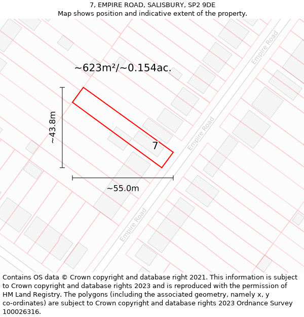 7, EMPIRE ROAD, SALISBURY, SP2 9DE: Plot and title map