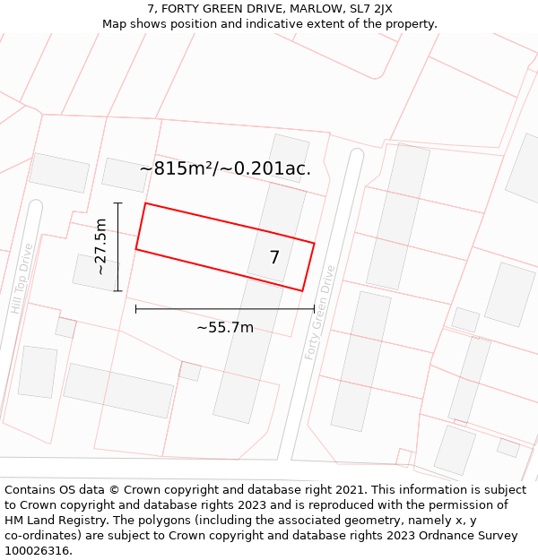 7, FORTY GREEN DRIVE, MARLOW, SL7 2JX: Plot and title map