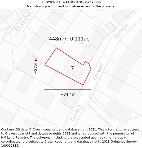 7, GORWELL, WATLINGTON, OX49 5QB: Plot and title map