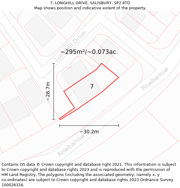 7, LONGHILL DRIVE, SALISBURY, SP2 8TD: Plot and title map