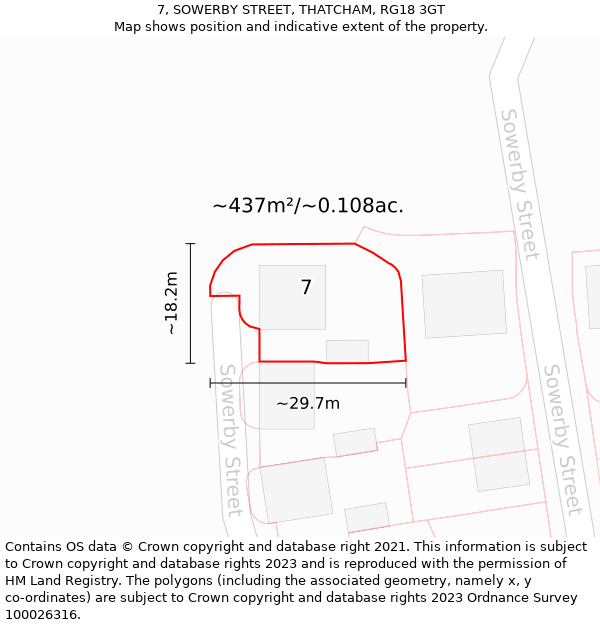 7, SOWERBY STREET, THATCHAM, RG18 3GT: Plot and title map