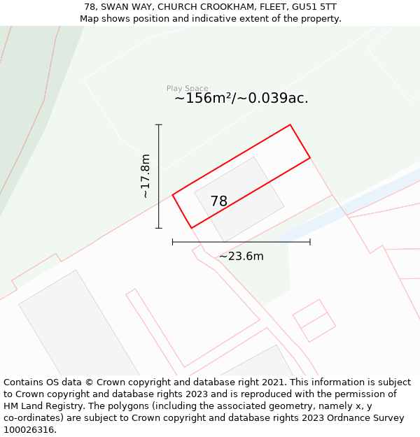 78, SWAN WAY, CHURCH CROOKHAM, FLEET, GU51 5TT: Plot and title map