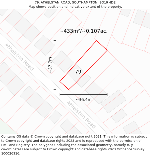 79, ATHELSTAN ROAD, SOUTHAMPTON, SO19 4DE: Plot and title map