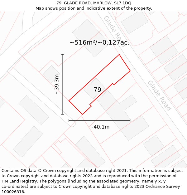 79, GLADE ROAD, MARLOW, SL7 1DQ: Plot and title map