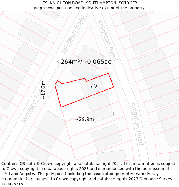 79, KNIGHTON ROAD, SOUTHAMPTON, SO19 2FP: Plot and title map