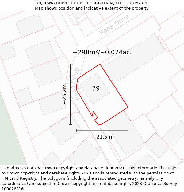 79, RANA DRIVE, CHURCH CROOKHAM, FLEET, GU52 8AJ: Plot and title map