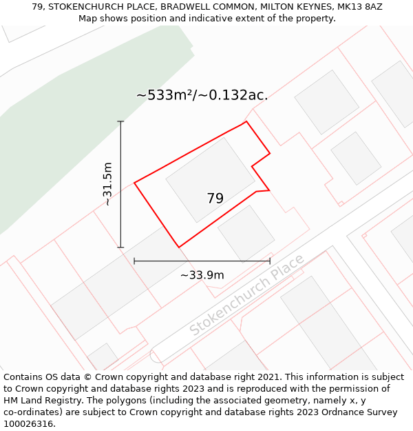 79, STOKENCHURCH PLACE, BRADWELL COMMON, MILTON KEYNES, MK13 8AZ: Plot and title map