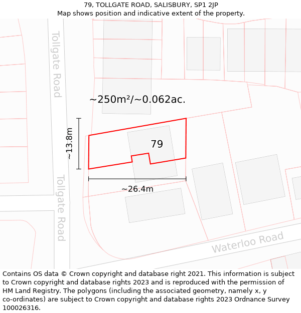 79, TOLLGATE ROAD, SALISBURY, SP1 2JP: Plot and title map