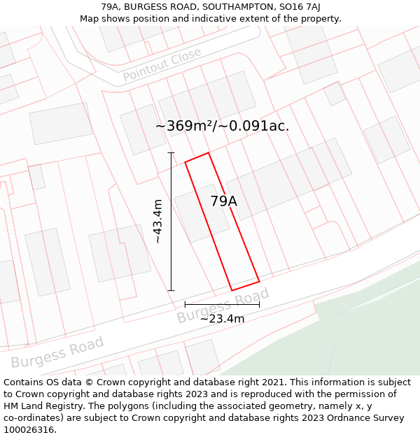 79A, BURGESS ROAD, SOUTHAMPTON, SO16 7AJ: Plot and title map