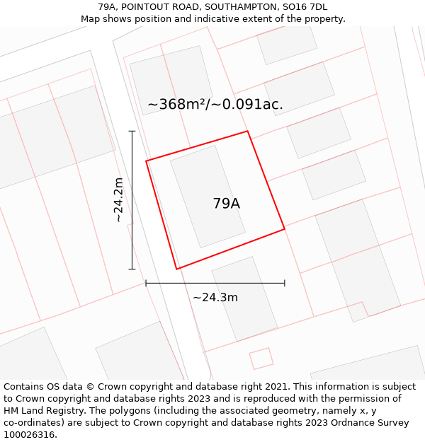 79A, POINTOUT ROAD, SOUTHAMPTON, SO16 7DL: Plot and title map