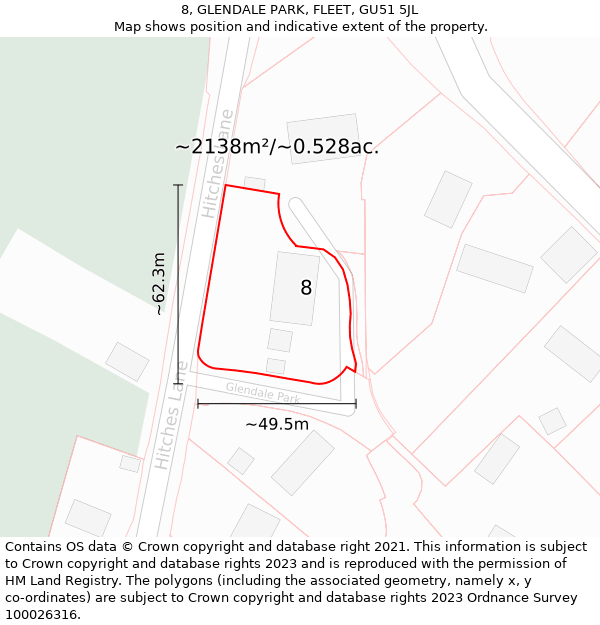 8, GLENDALE PARK, FLEET, GU51 5JL: Plot and title map