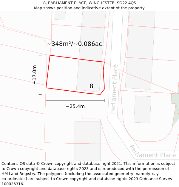 8, PARLIAMENT PLACE, WINCHESTER, SO22 4QS: Plot and title map