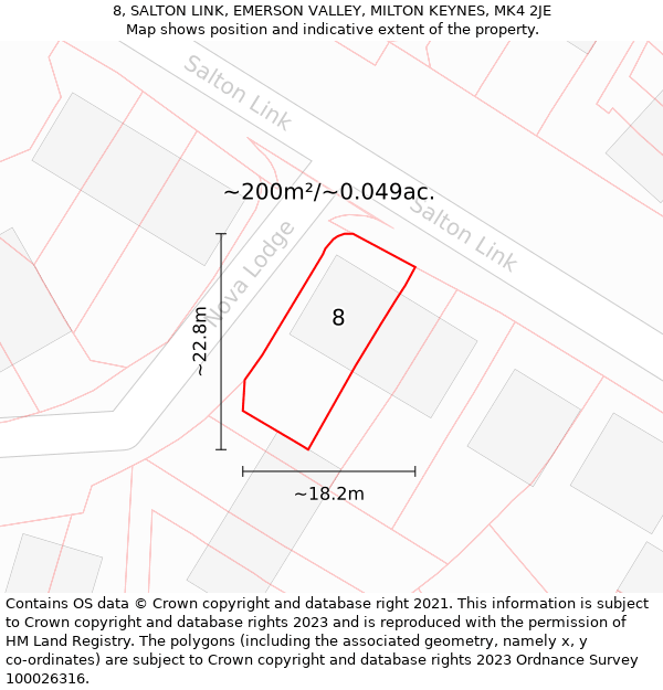 8, SALTON LINK, EMERSON VALLEY, MILTON KEYNES, MK4 2JE: Plot and title map