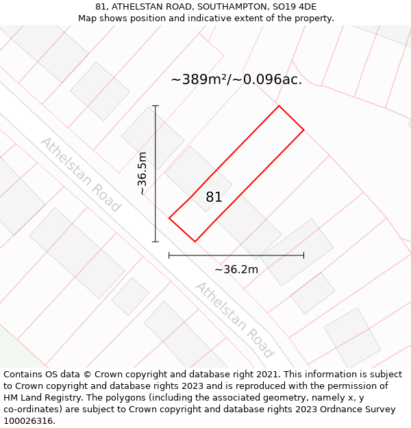 81, ATHELSTAN ROAD, SOUTHAMPTON, SO19 4DE: Plot and title map