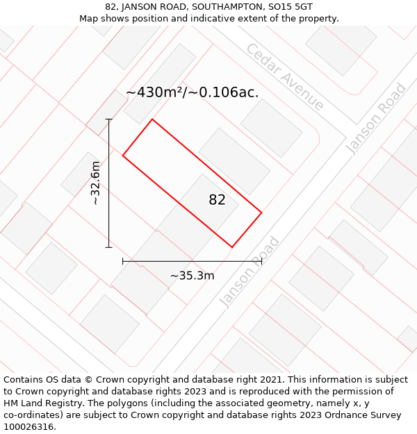 82, JANSON ROAD, SOUTHAMPTON, SO15 5GT: Plot and title map