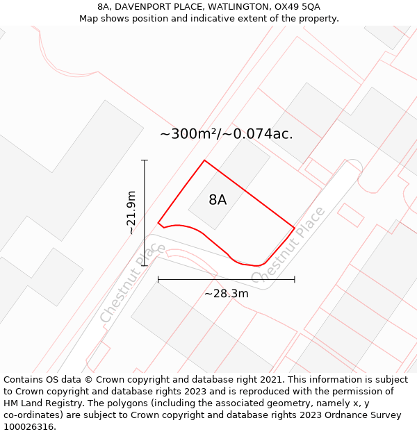 8A, DAVENPORT PLACE, WATLINGTON, OX49 5QA: Plot and title map