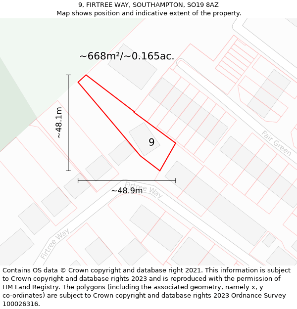 9, FIRTREE WAY, SOUTHAMPTON, SO19 8AZ: Plot and title map