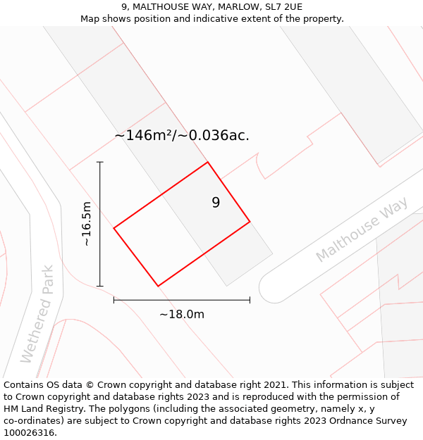 9, MALTHOUSE WAY, MARLOW, SL7 2UE: Plot and title map