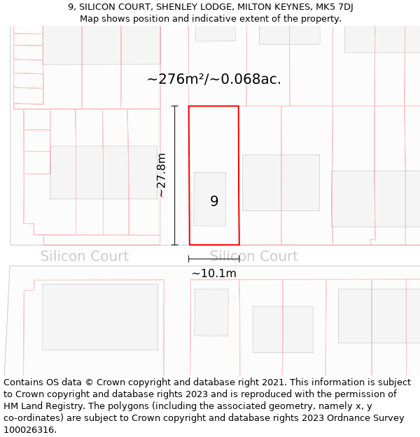 9, SILICON COURT, SHENLEY LODGE, MILTON KEYNES, MK5 7DJ: Plot and title map