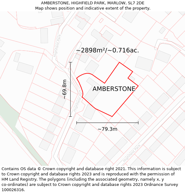 AMBERSTONE, HIGHFIELD PARK, MARLOW, SL7 2DE: Plot and title map