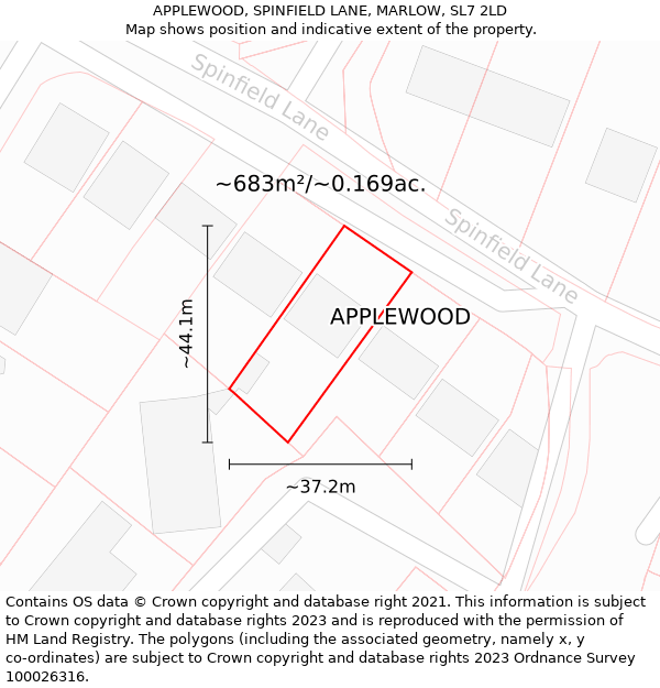 APPLEWOOD, SPINFIELD LANE, MARLOW, SL7 2LD: Plot and title map