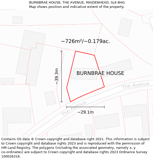 BURNBRAE HOUSE, THE AVENUE, MAIDENHEAD, SL6 8HG: Plot and title map