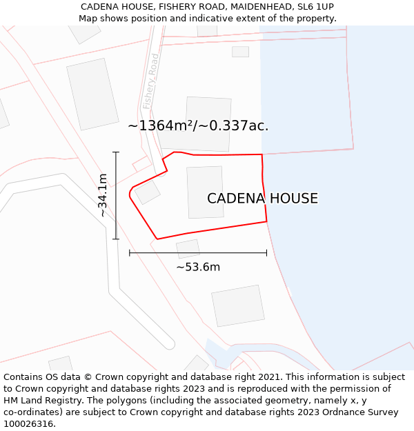 CADENA HOUSE, FISHERY ROAD, MAIDENHEAD, SL6 1UP: Plot and title map
