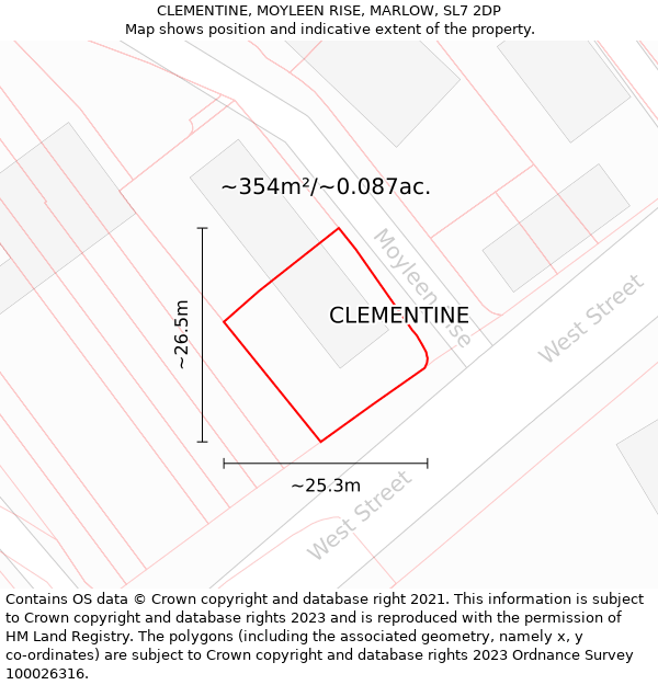 CLEMENTINE, MOYLEEN RISE, MARLOW, SL7 2DP: Plot and title map