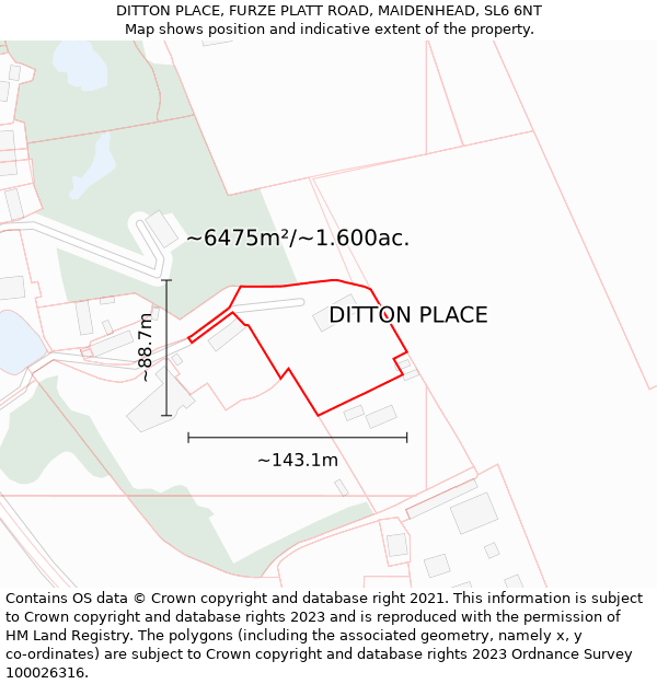 DITTON PLACE, FURZE PLATT ROAD, MAIDENHEAD, SL6 6NT: Plot and title map