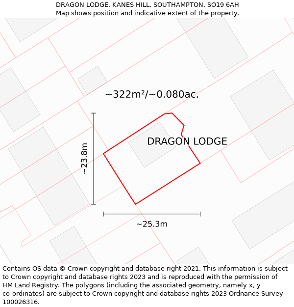 DRAGON LODGE, KANES HILL, SOUTHAMPTON, SO19 6AH: Plot and title map