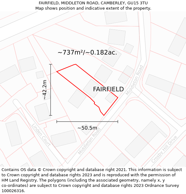 FAIRFIELD, MIDDLETON ROAD, CAMBERLEY, GU15 3TU: Plot and title map