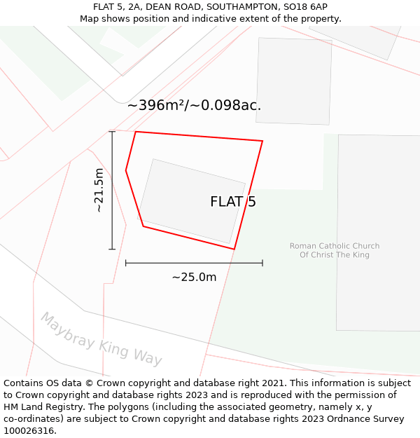 FLAT 5, 2A, DEAN ROAD, SOUTHAMPTON, SO18 6AP: Plot and title map