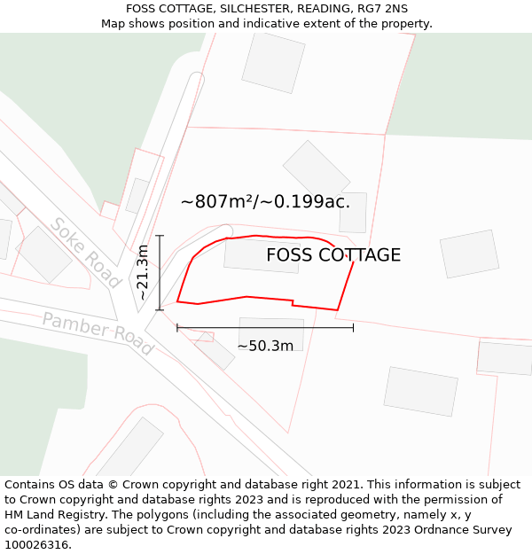 FOSS COTTAGE, SILCHESTER, READING, RG7 2NS: Plot and title map