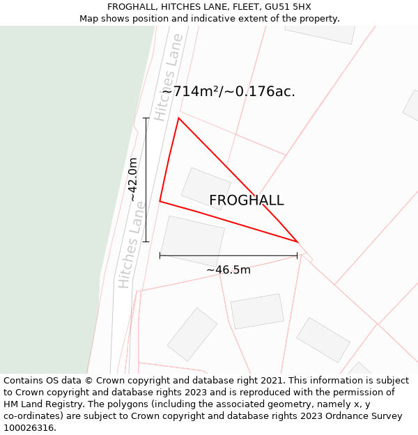 FROGHALL, HITCHES LANE, FLEET, GU51 5HX: Plot and title map