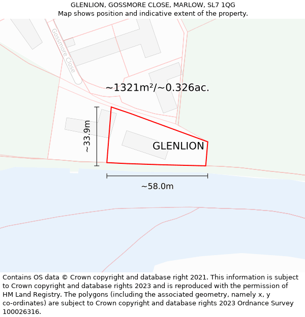 GLENLION, GOSSMORE CLOSE, MARLOW, SL7 1QG: Plot and title map