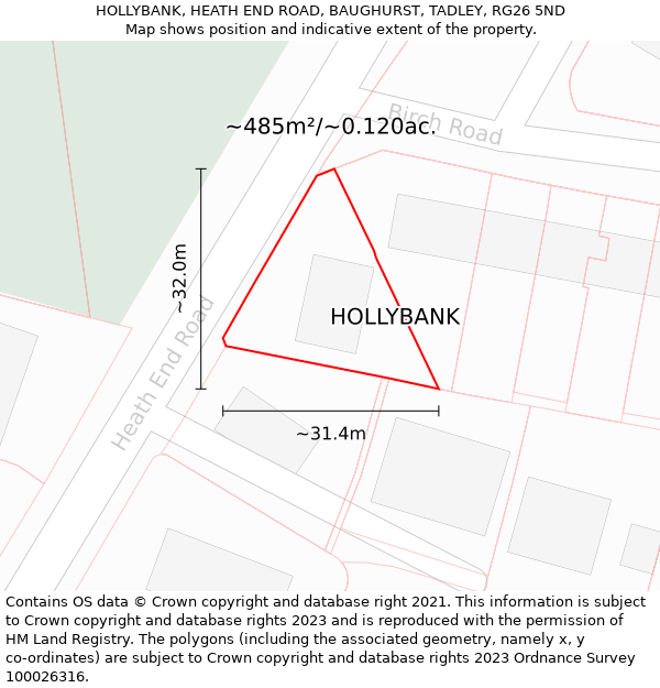 HOLLYBANK, HEATH END ROAD, BAUGHURST, TADLEY, RG26 5ND: Plot and title map