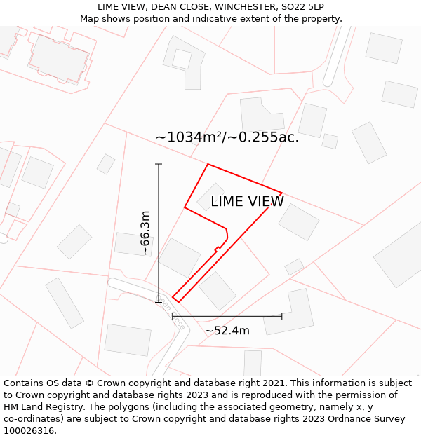 LIME VIEW, DEAN CLOSE, WINCHESTER, SO22 5LP: Plot and title map